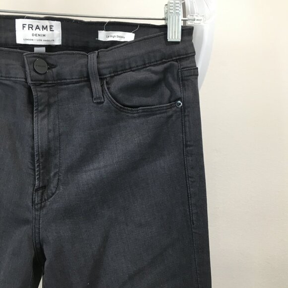 FRAME Denim 5Pocket Logo Hardware Quinn Le High Rise Waist Fray Hem Skinny Jeans - Picture 7 of 11